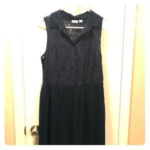 Navy Blue Lacey Sleeveless Dress